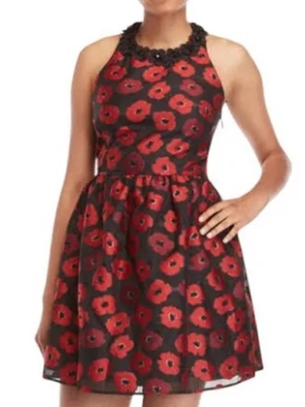 kate spade Black Mini Dress with Red Floral Print